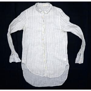 CP Shades Linen Button Long Blouse Womens Small